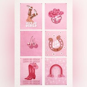 Pink Western-Themed Wall Art Set (6)